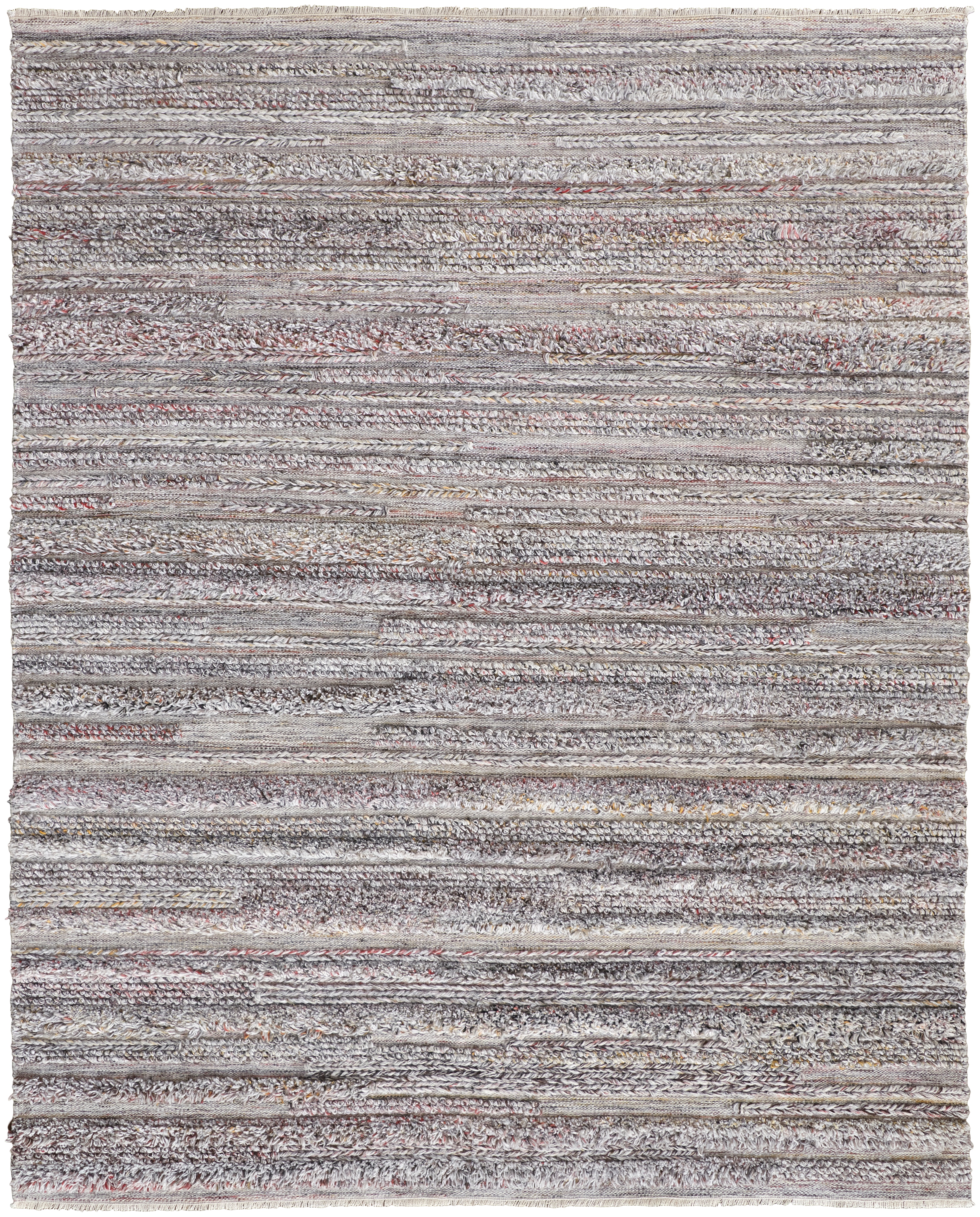 Feizy Area Rugs Alden Transitional Stripes, Taupe/Ivory/Red, 9' x 12 ...
