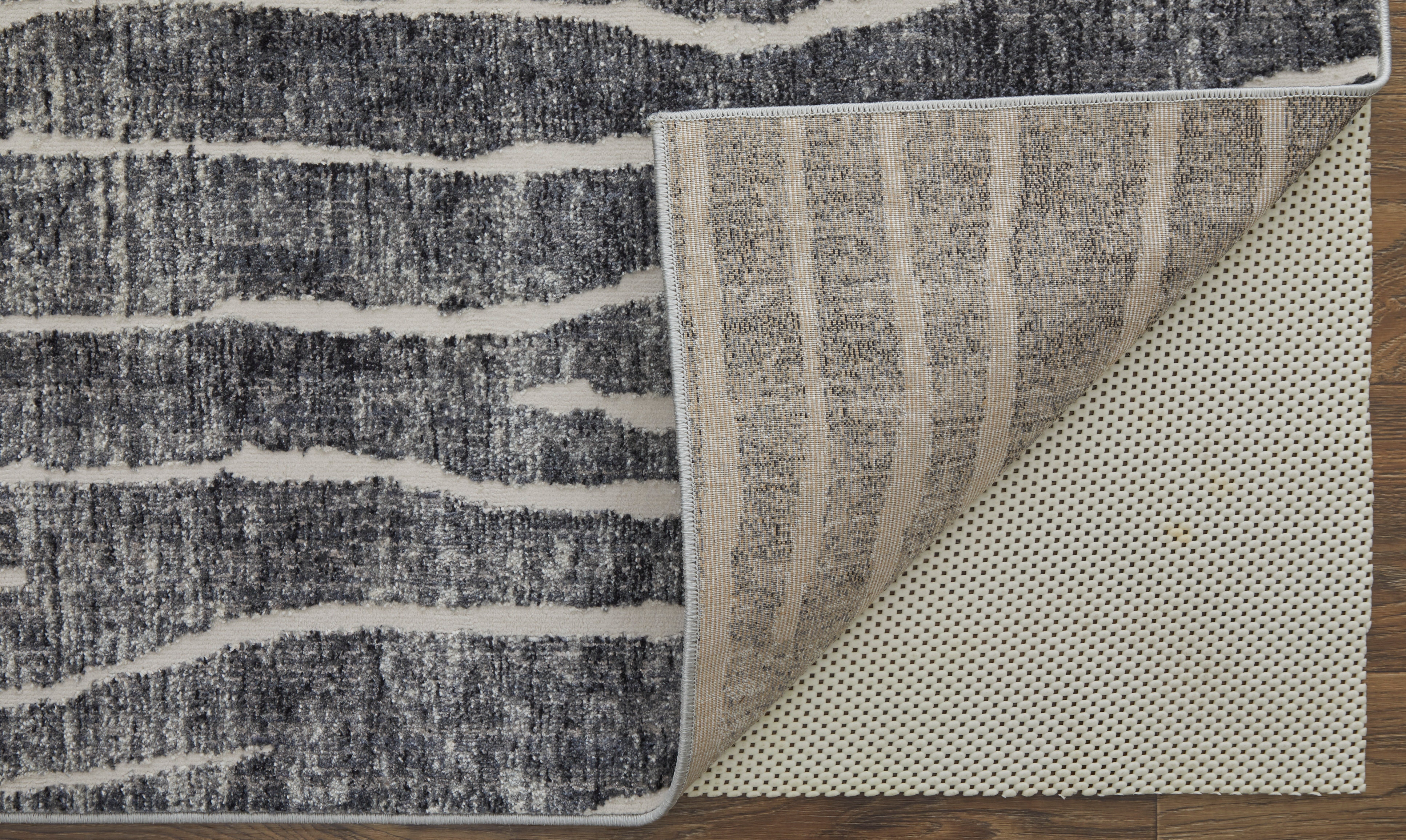 ❁❁ 兵児帯 ❁❁ 二部式 111 Feizy Area Rugs Kano Transitional Abstract, Black/Gray/Ivory