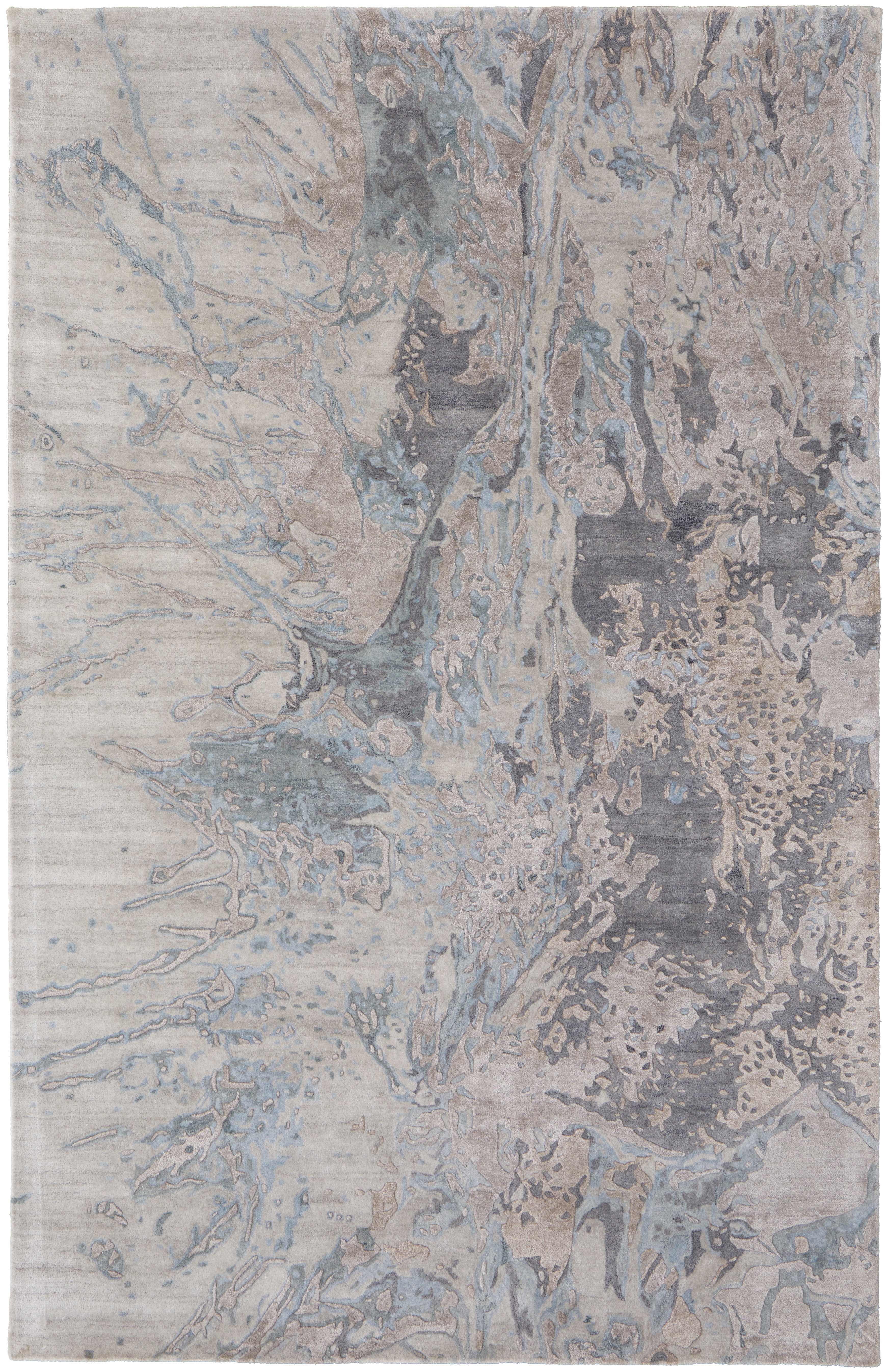 Zarah Modern Watercolor, Gray/Tan/Blue, 12' x 15' Area Rug