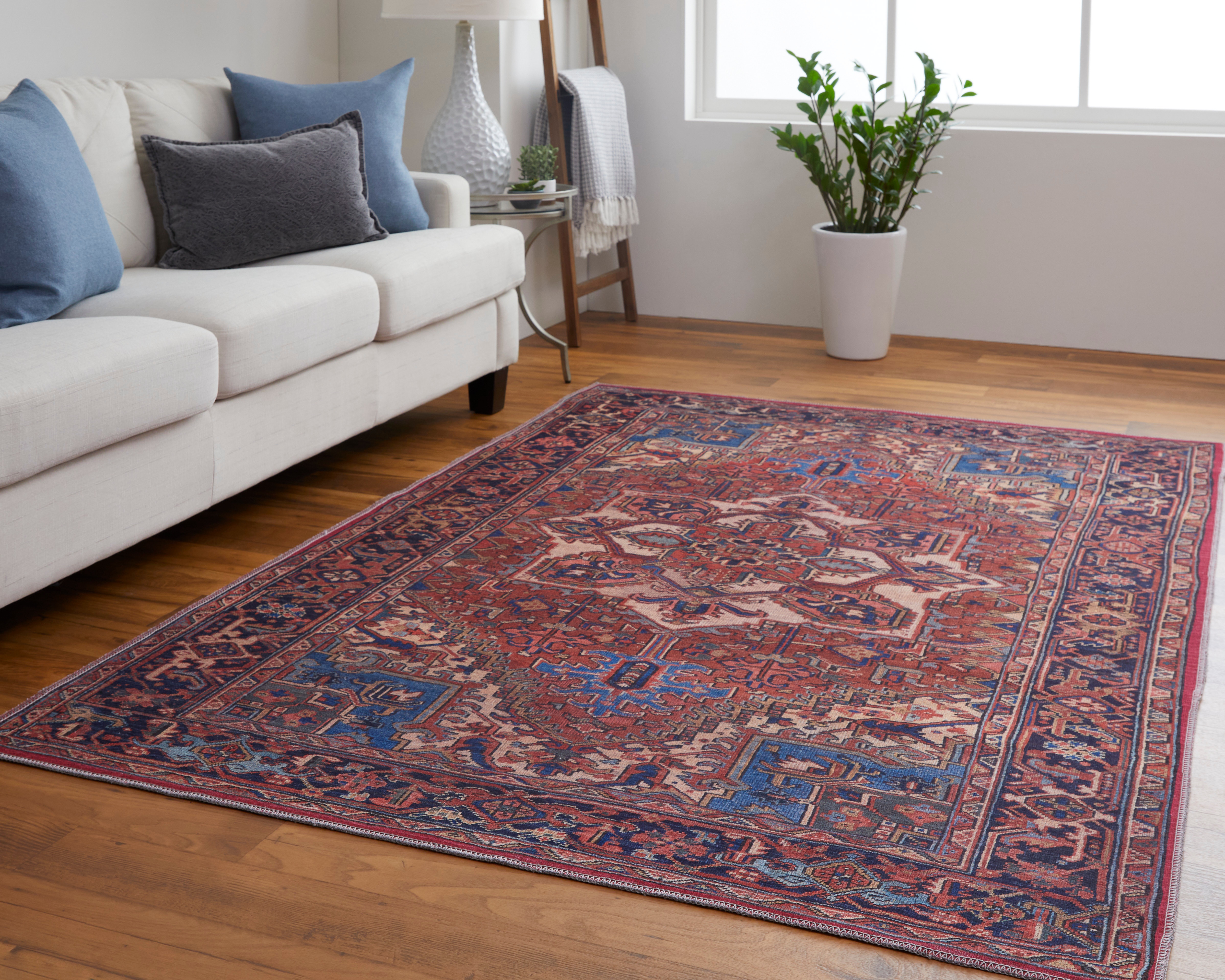 Rawlins Transitional Medallion, Red/Tan/Blue, 2' x 3' Accent