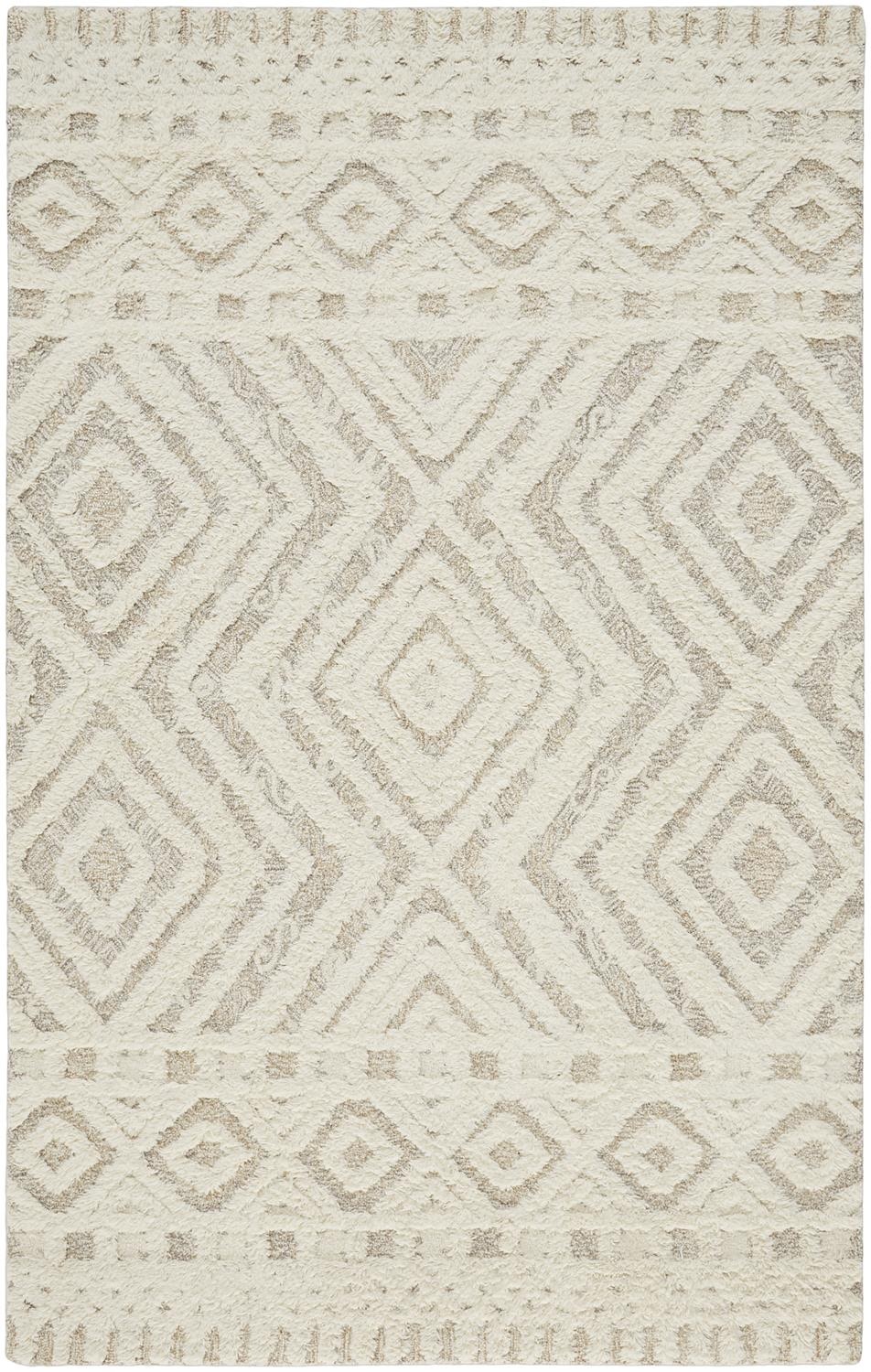 Feizy Area Rugs Anica Transitional Diamond, Ivory/Tan, 4' x