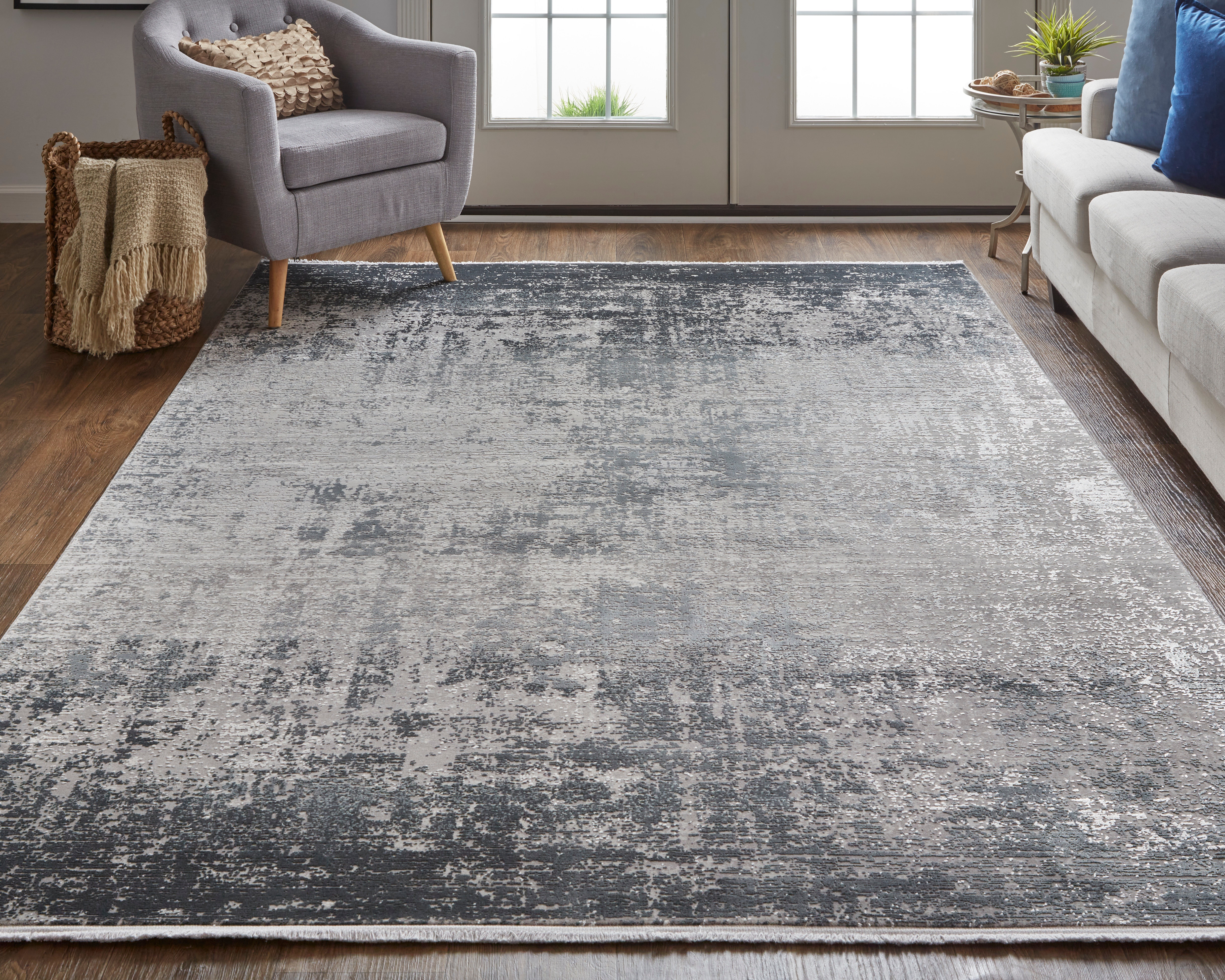 松屋 flk042122 Feizy Area Rugs Jameson Modern Distressed, Gray/Black, 5' x