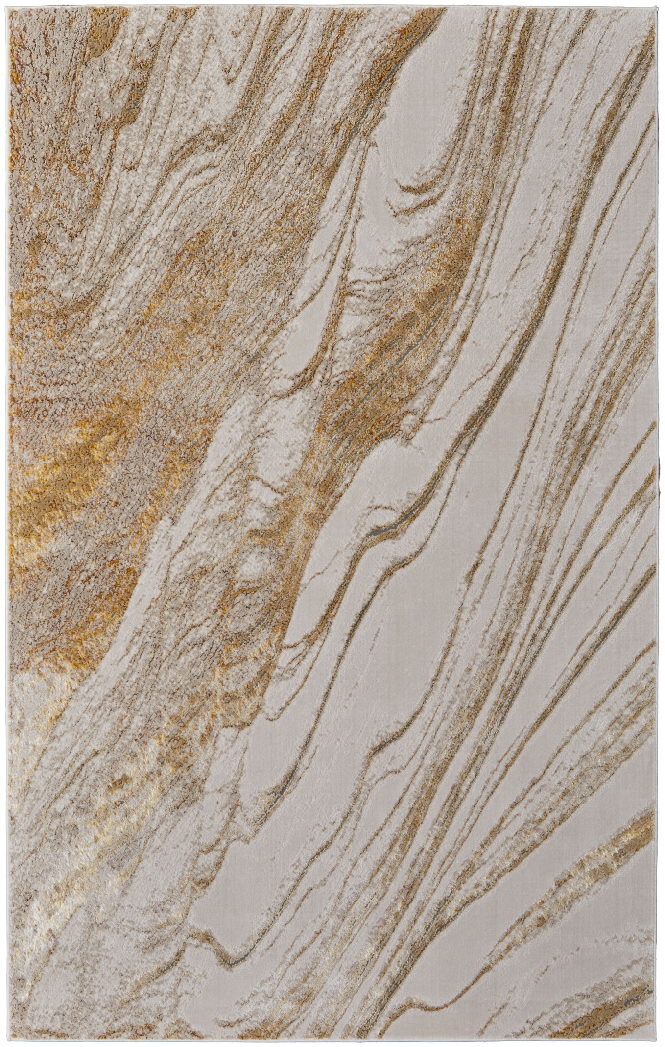 Aura Modern Abstract, Ivory/Taupe/Gold, 8' x 10' Area Rug