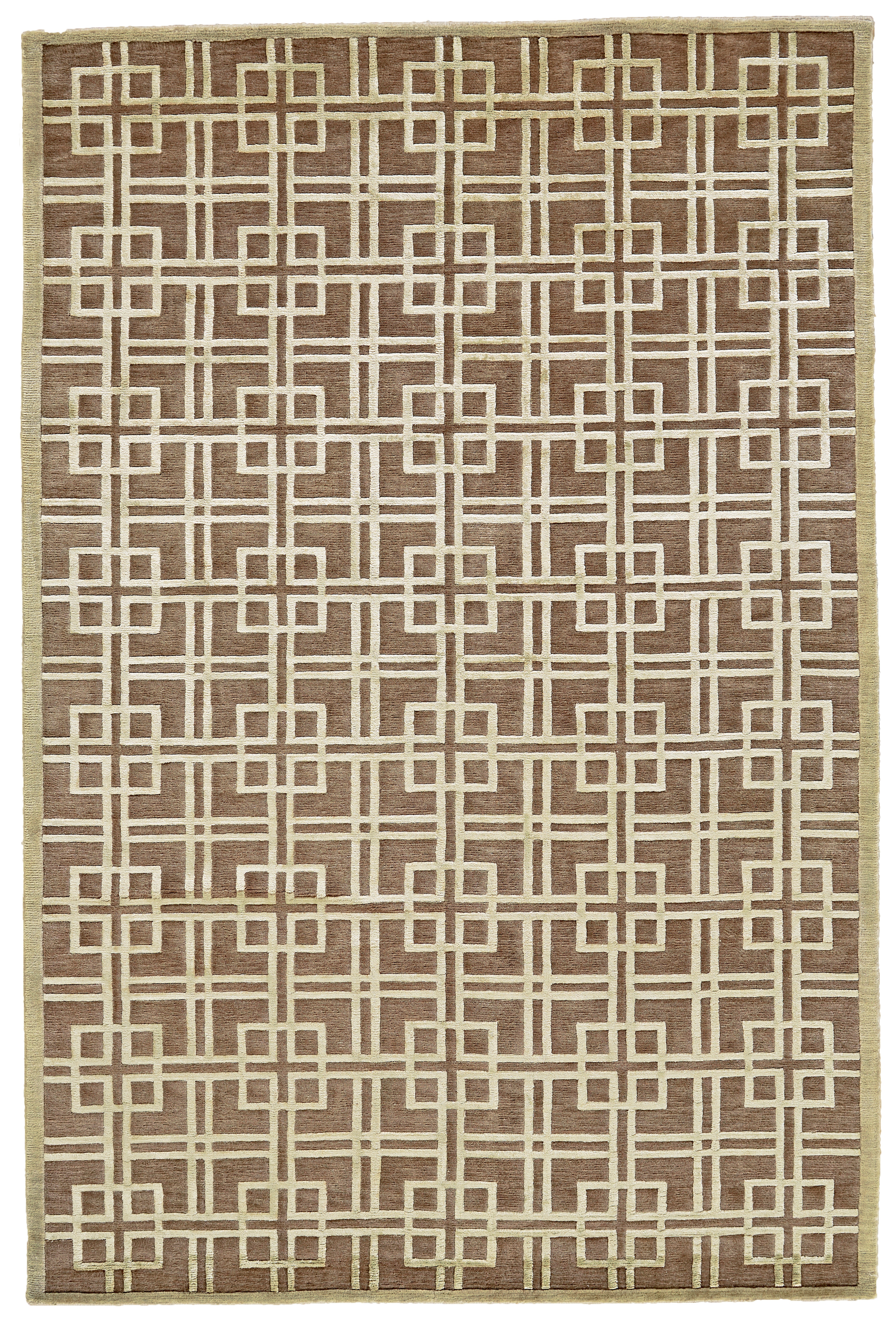 Feizy Area Rugs Dim Sum Modern Geometric, Tan/Ivory, 5'-6