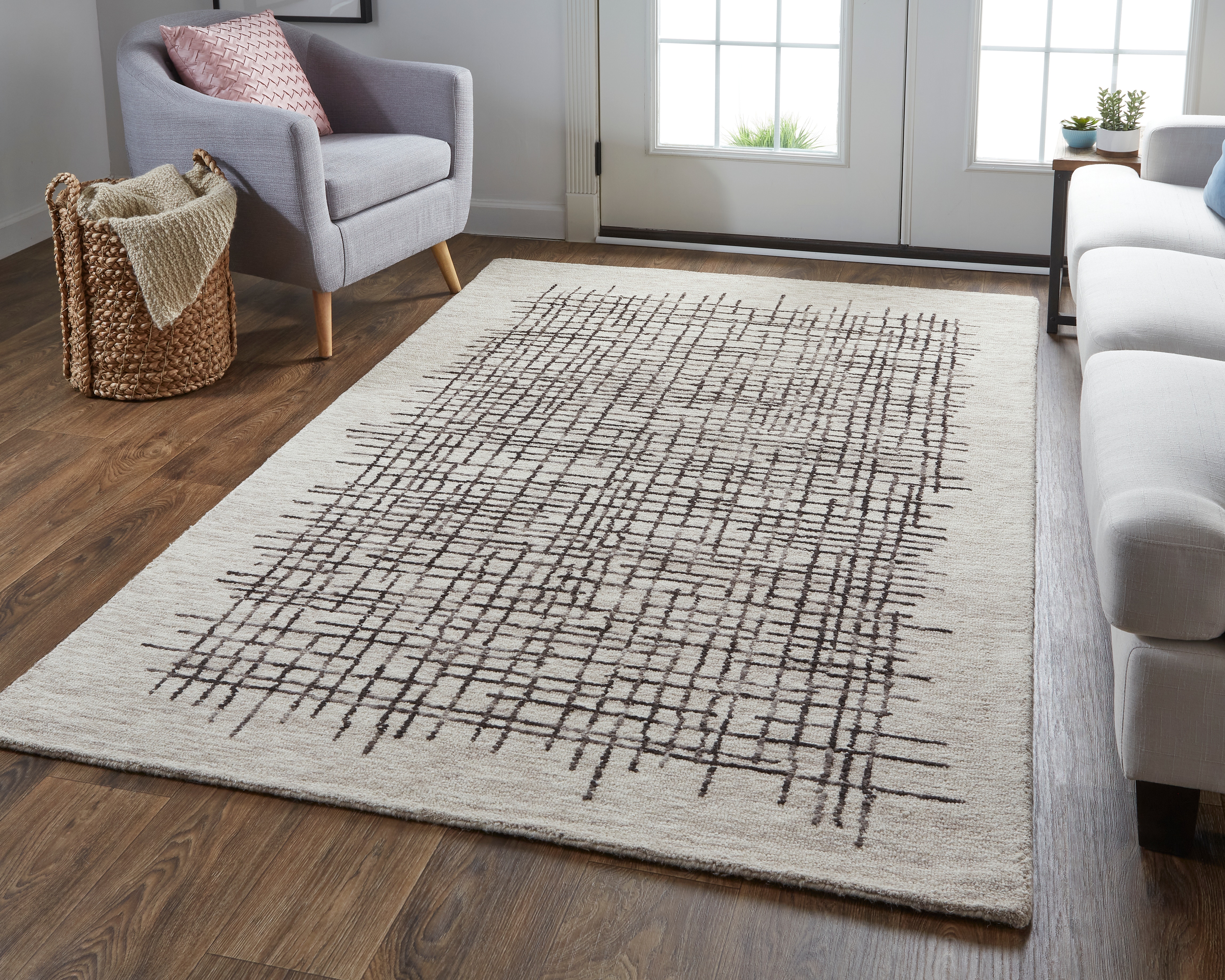 Feizy Area Rugs Maddox Transitional Abstract, Tan/Brown, 5' x 8