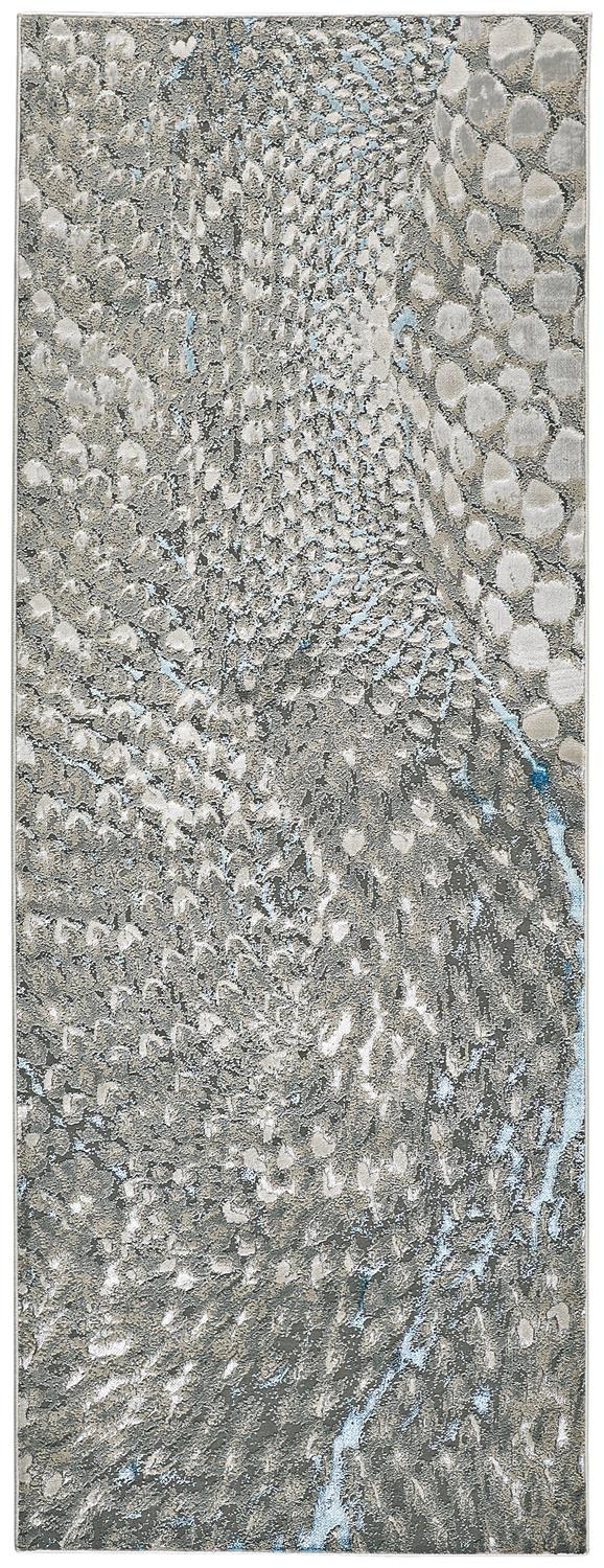 Feizy Hallway Runners Azure Modern Abstract, Blue/Silver/Gray, 2'-10