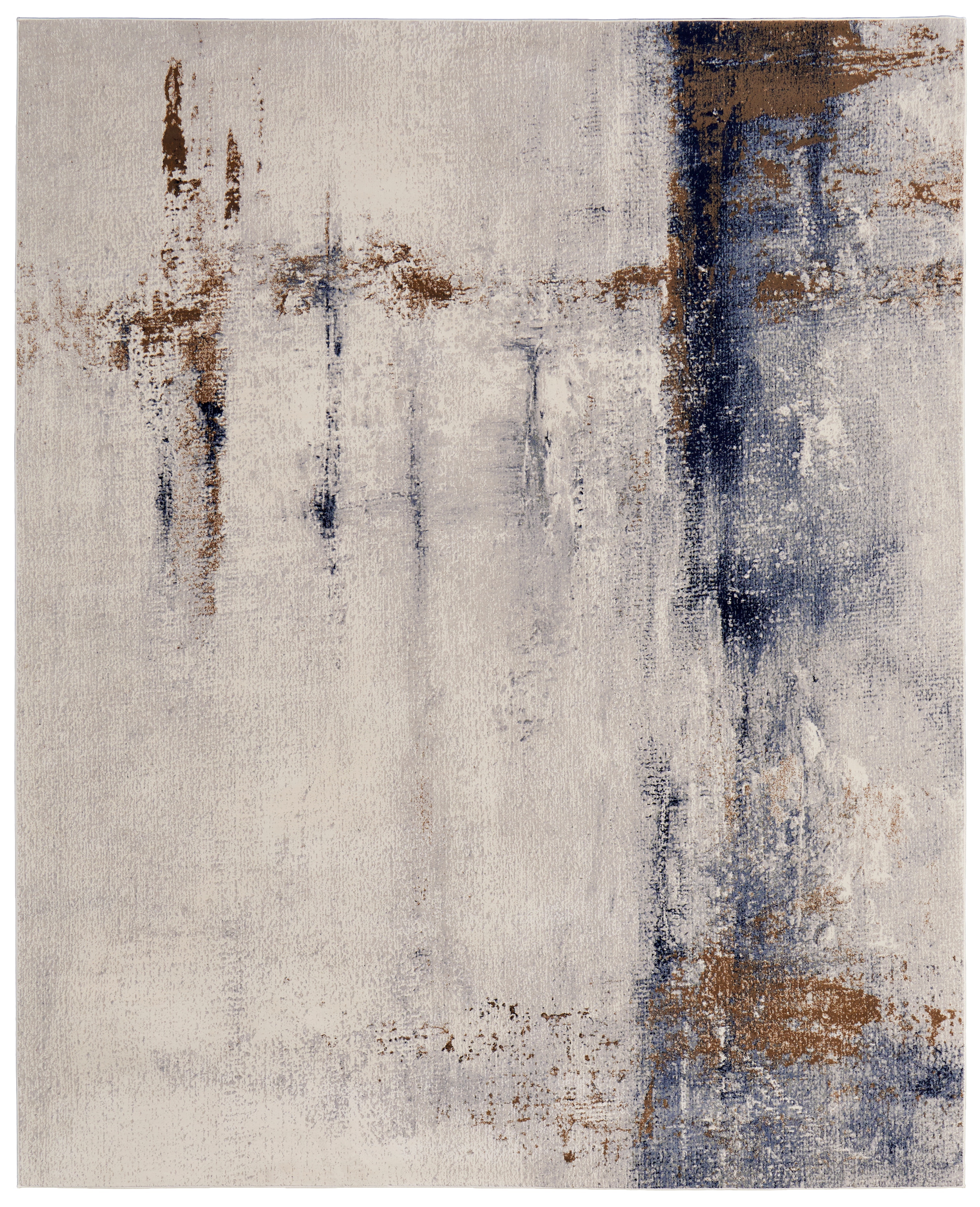 Clio Modern Abstract, Ivory/Blue/Brown, 12' x 15' Area Rug