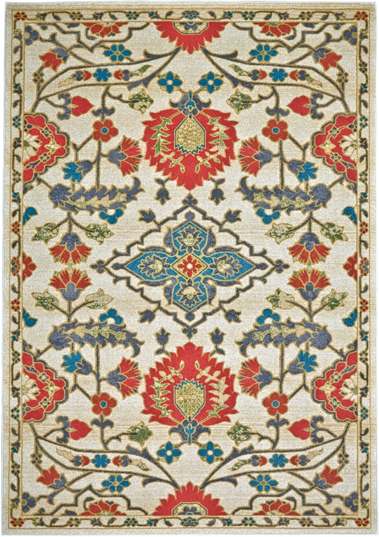 Feizy Area Rugs Gustavia Modern Floral and Botanical, Ivory/Red/Blue, 5 ...