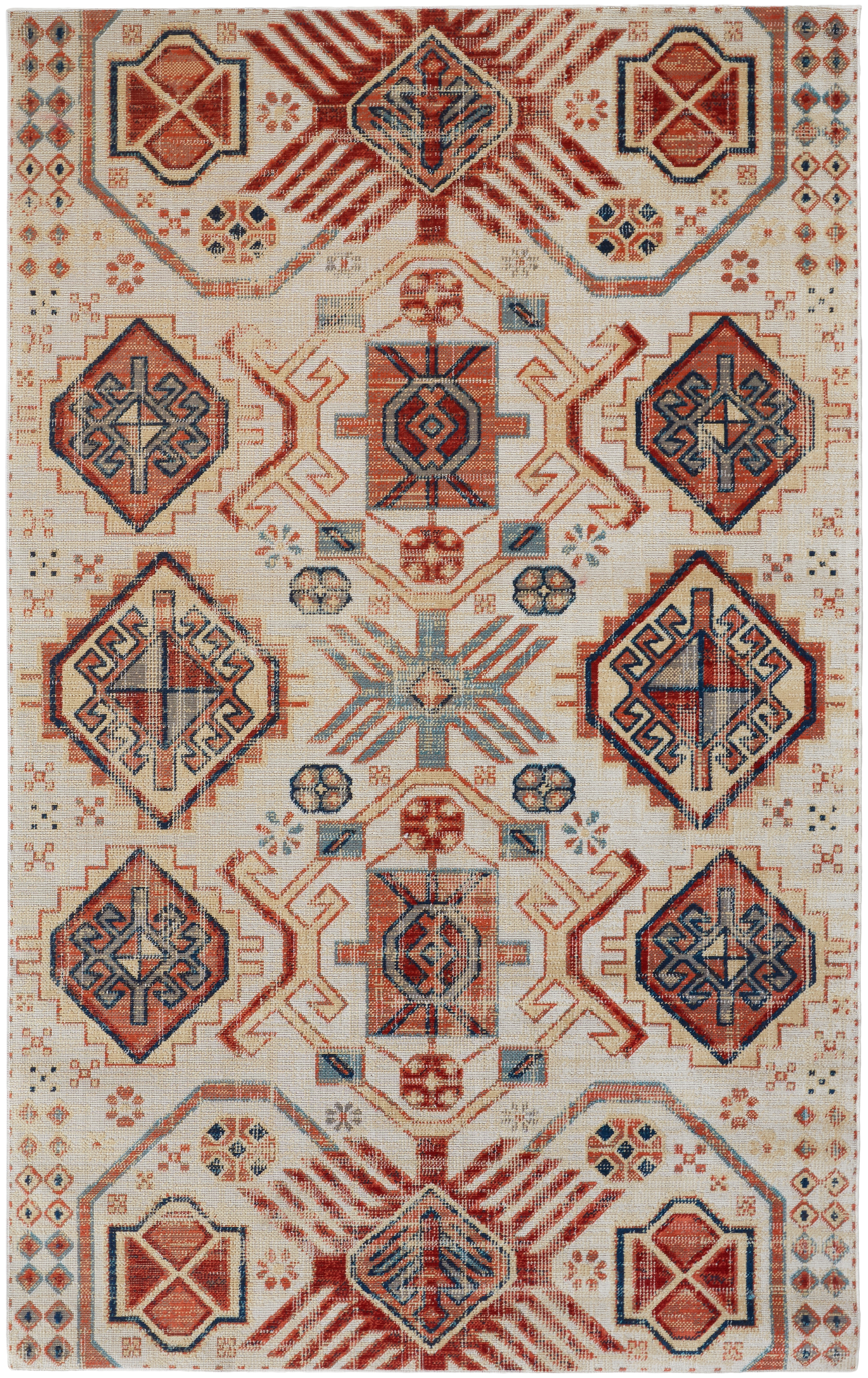 Feizy Area Rugs Nolan Transitional Southwestern, Ivory/Red/Tan, 1'-8