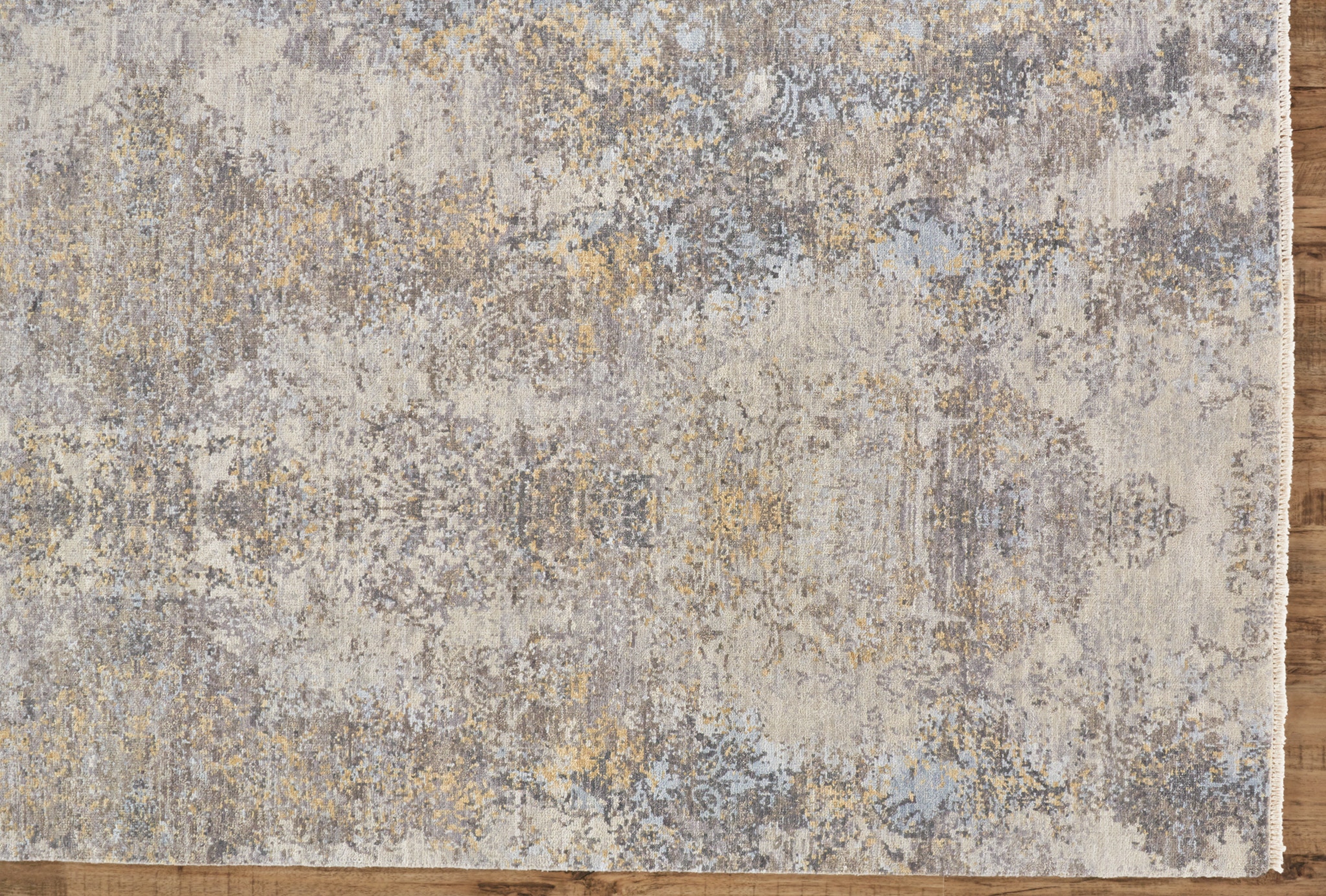 Feizy Area Rugs Dalia Modern Distressed, Ivory/Gold/Blue, 5