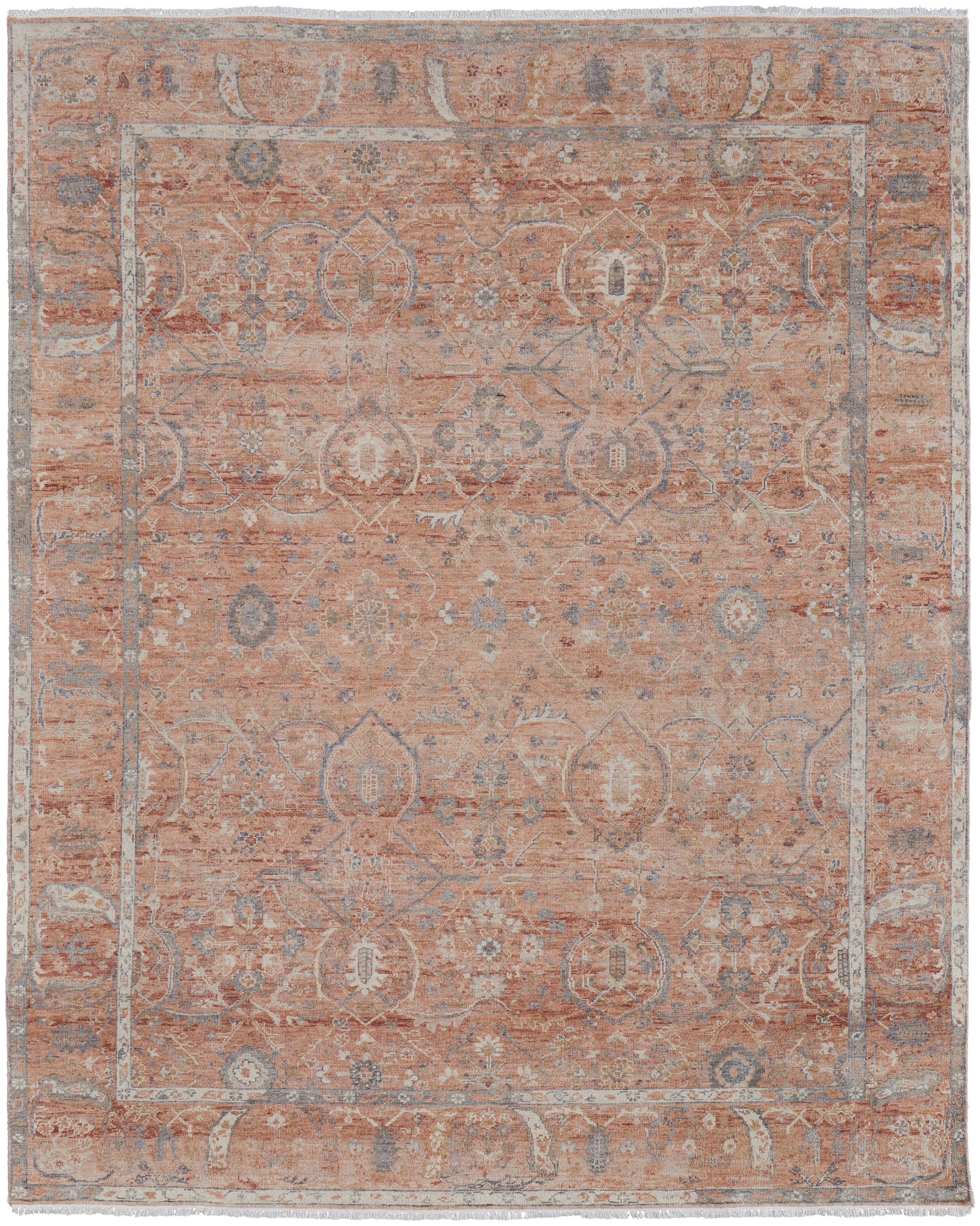 Feizy Area Rugs Ronin Transitional Oriental, Orange/Gray/Ivory, 11'6