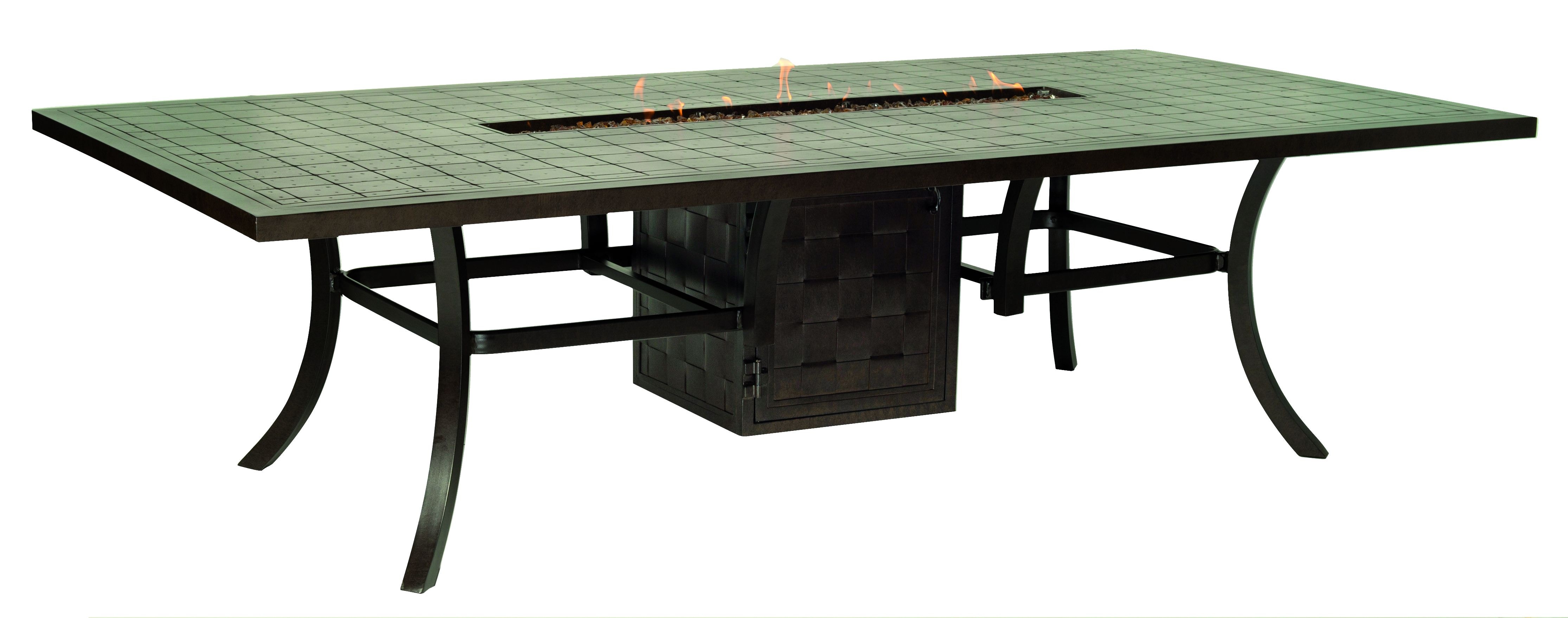 rectangular dining table with fire pit