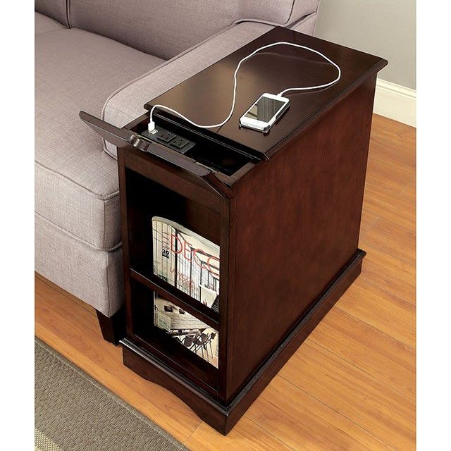 Furniture of America Living Room Side Table with USB CMAC171CH Leon