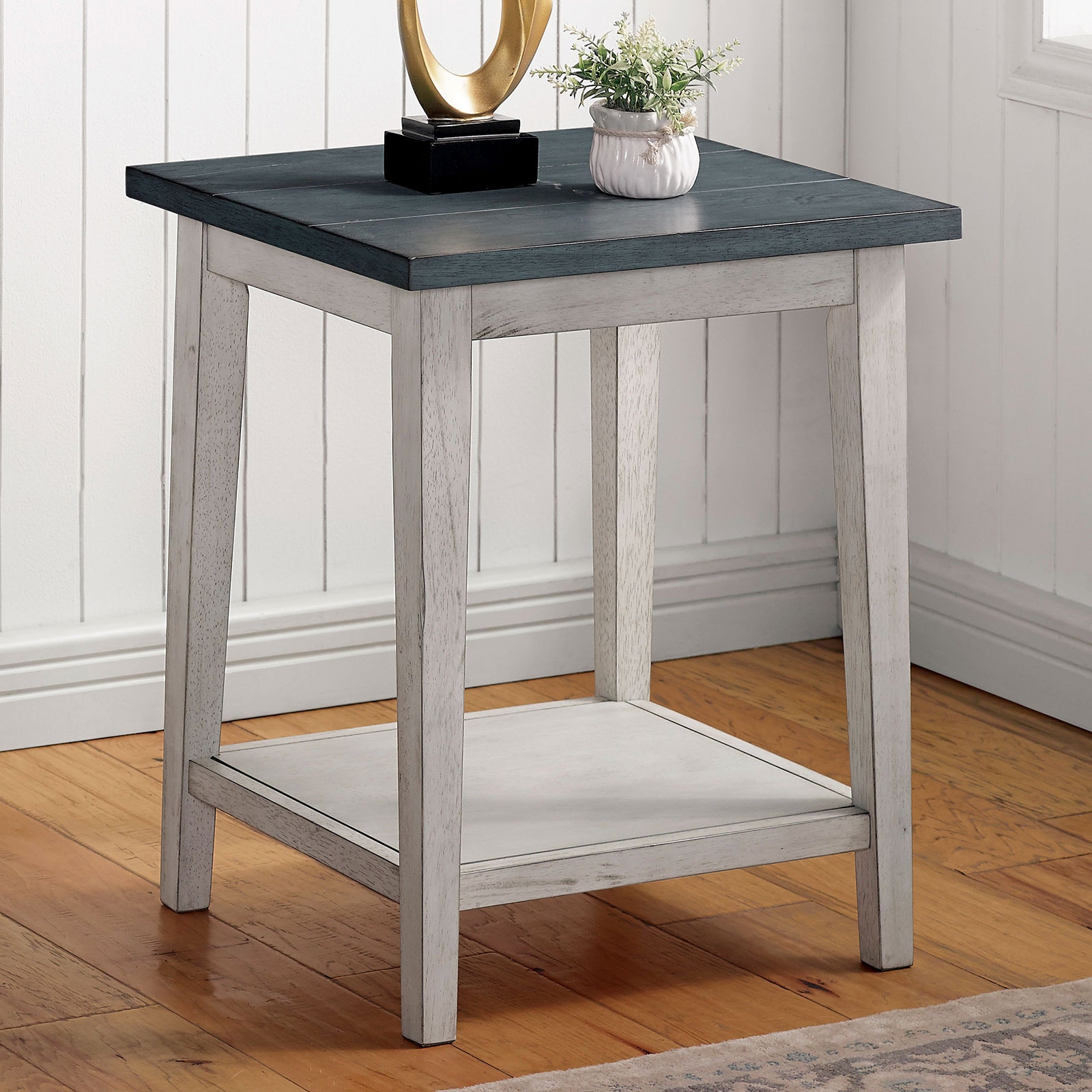 Furniture of America Side Table, Antq. Blue CM-AC361BL