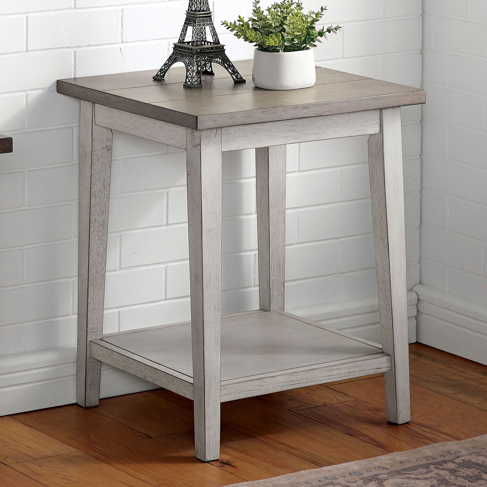 Furniture of America Side Table, Antq. Warm Gray CM-AC361GY