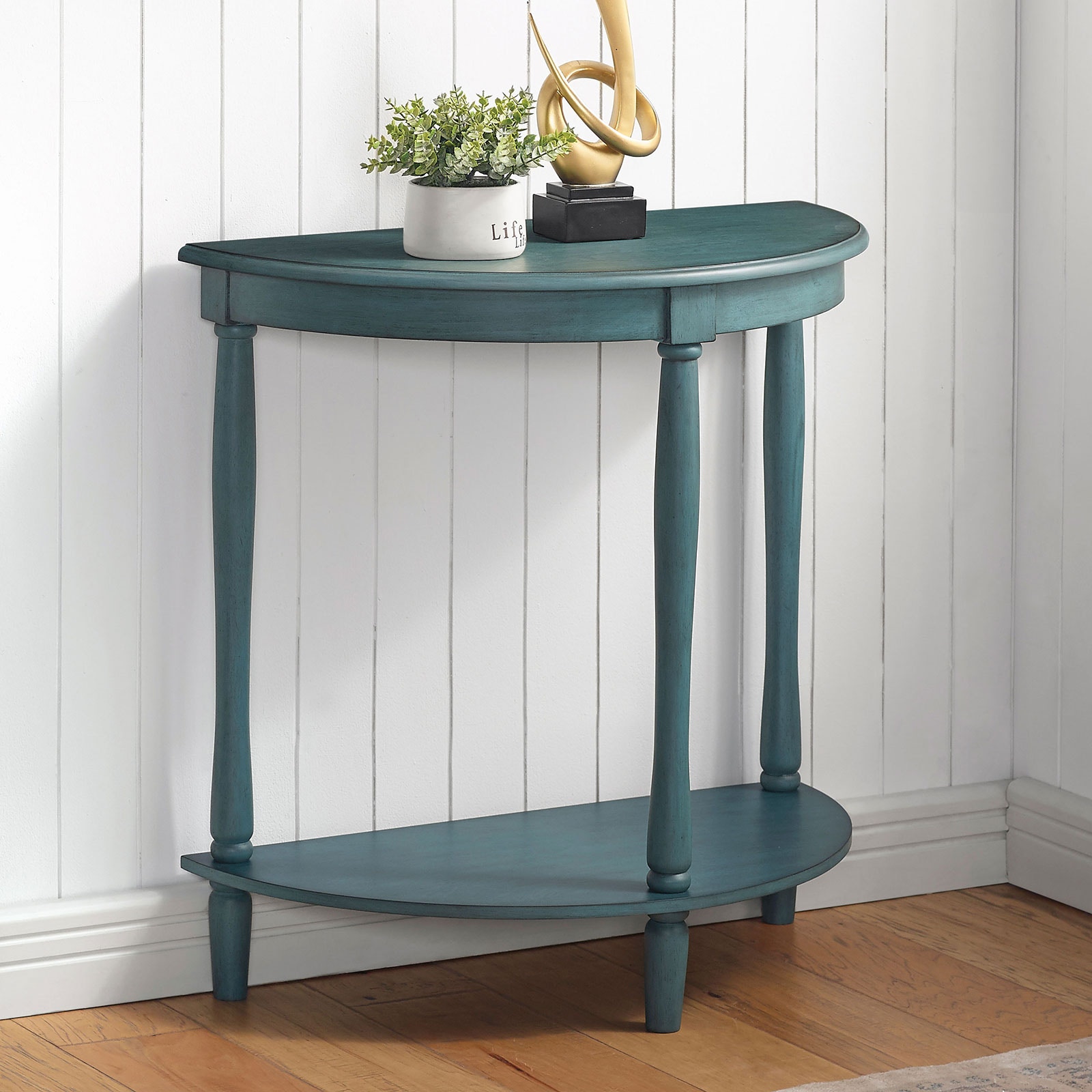 Furniture of America Side Table, Antq. Teal CM-AC362GR