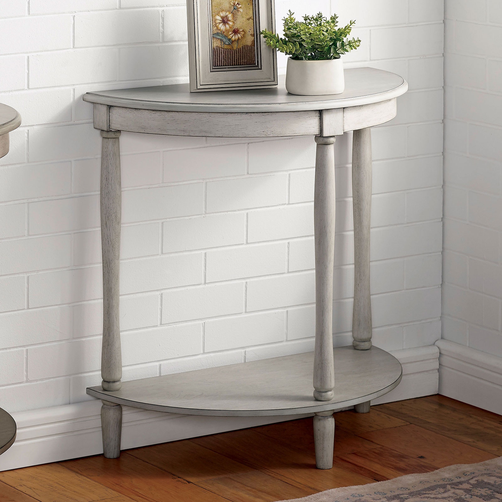 Furniture of America Side Table, Antq. White CM-AC362WH