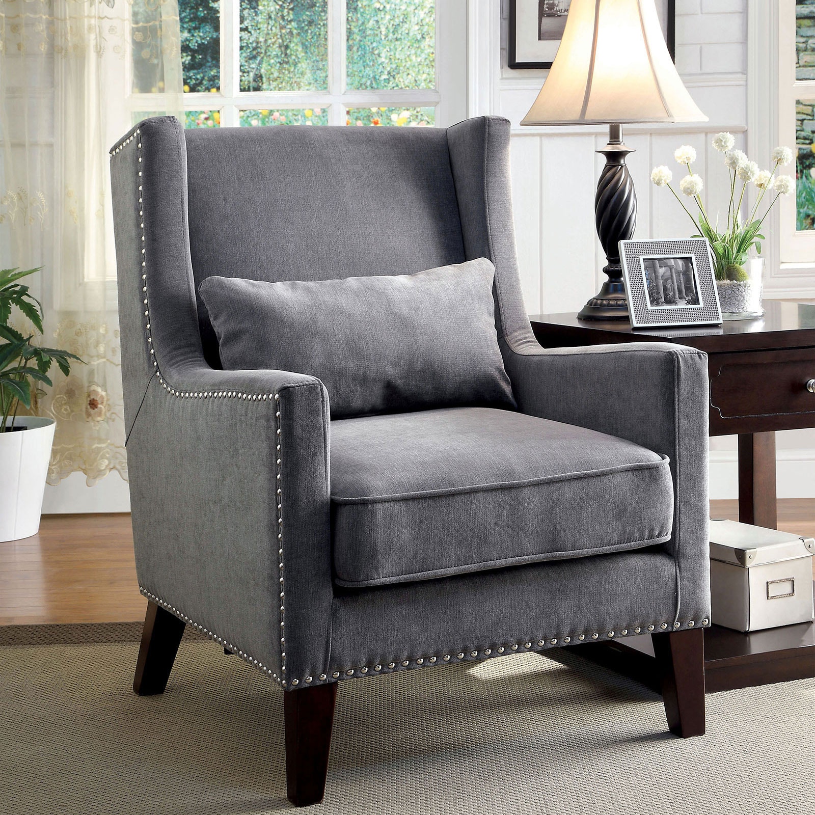 Furniture of America Living Room Accent Chair CMAC6115GY Anna's Home