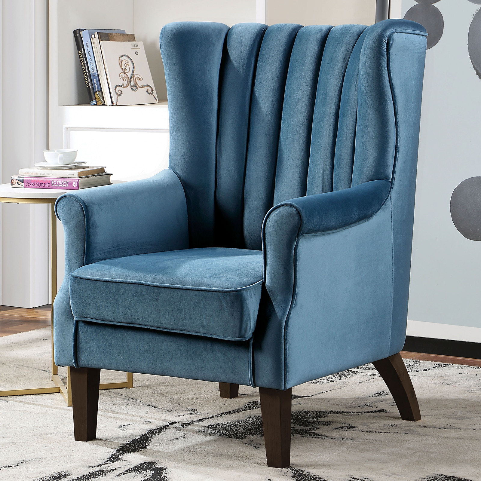 Furniture of America Accent Chair, Dark Teal CM-AC670TL