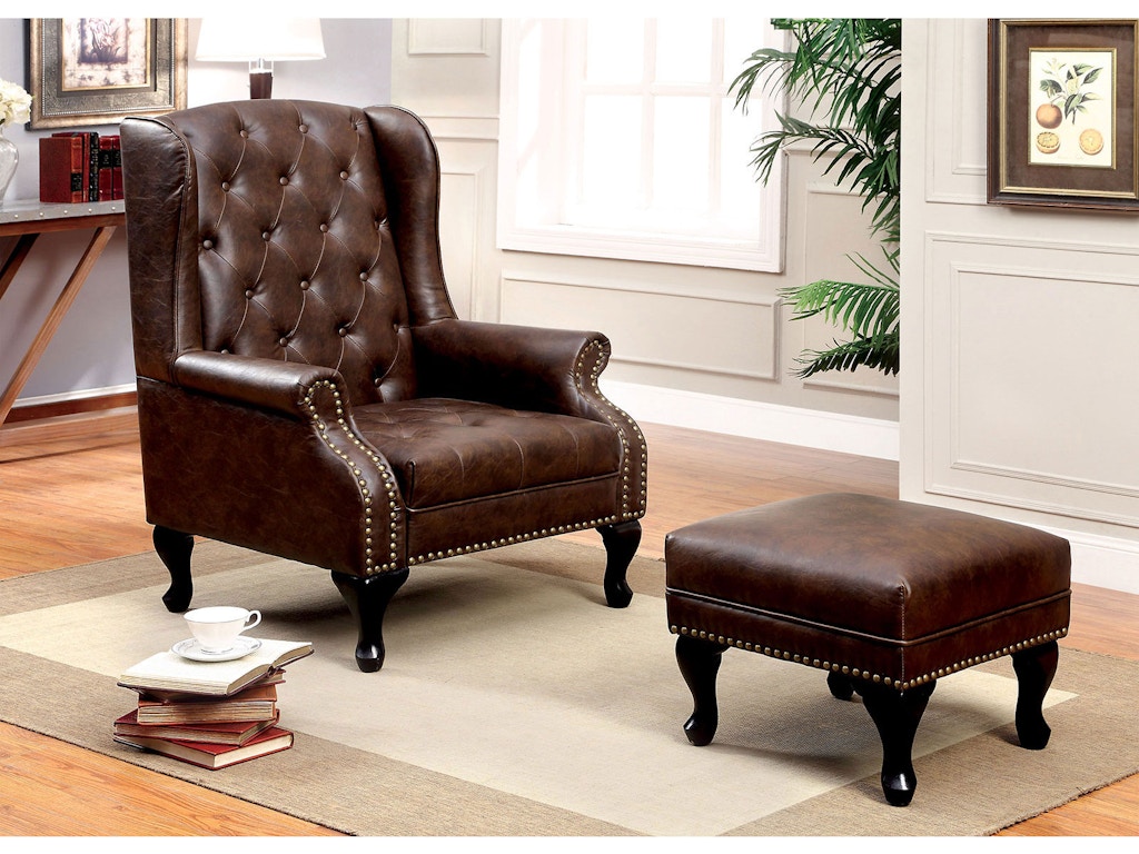 OSP Home Furnishings Channel Quilted Faux Leather Accent Chair