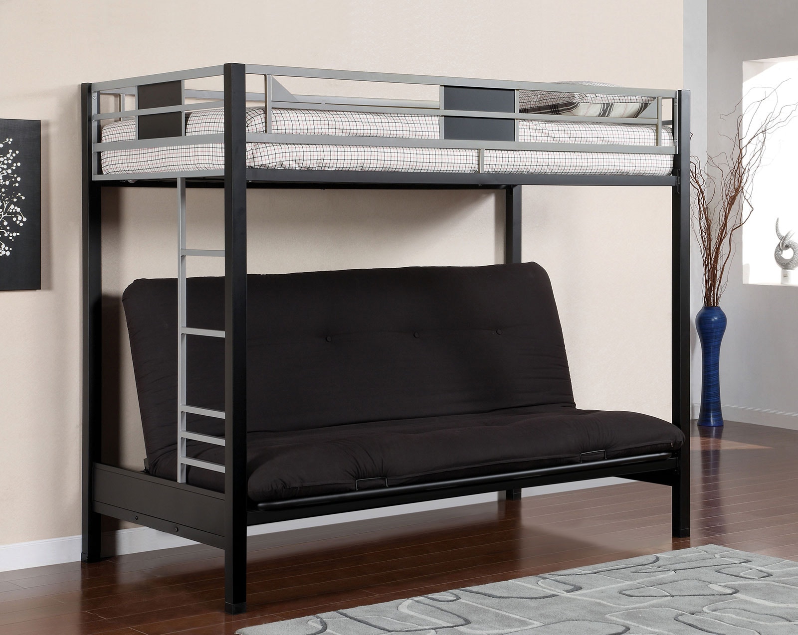 Furniture of America Bedroom Twin Size Loft Bed with Futon Base CM BK1024 Furniture Market