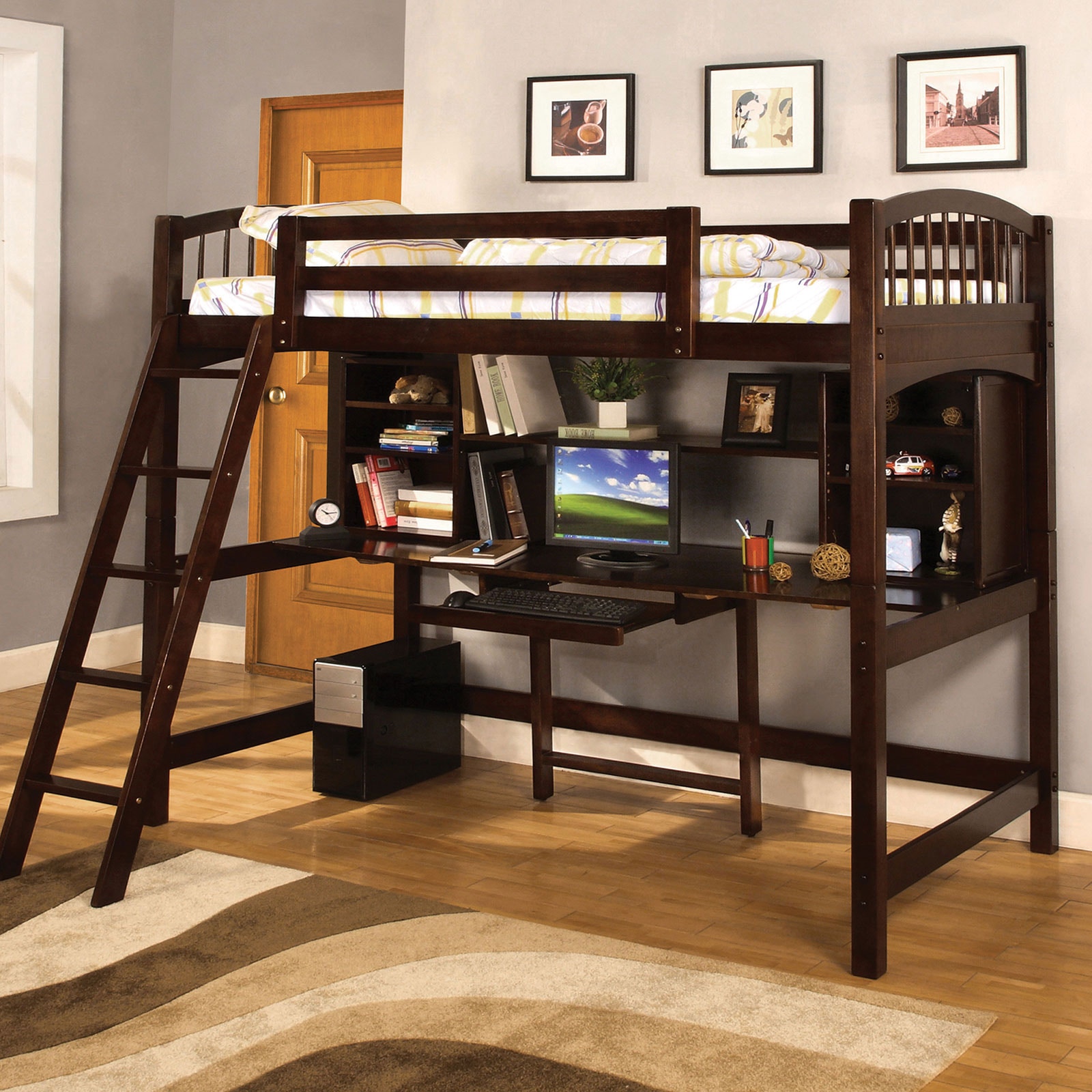 Furniture of America Bedroom Twin Loft Bed with Workstation CM BK263 BED Furniture Market