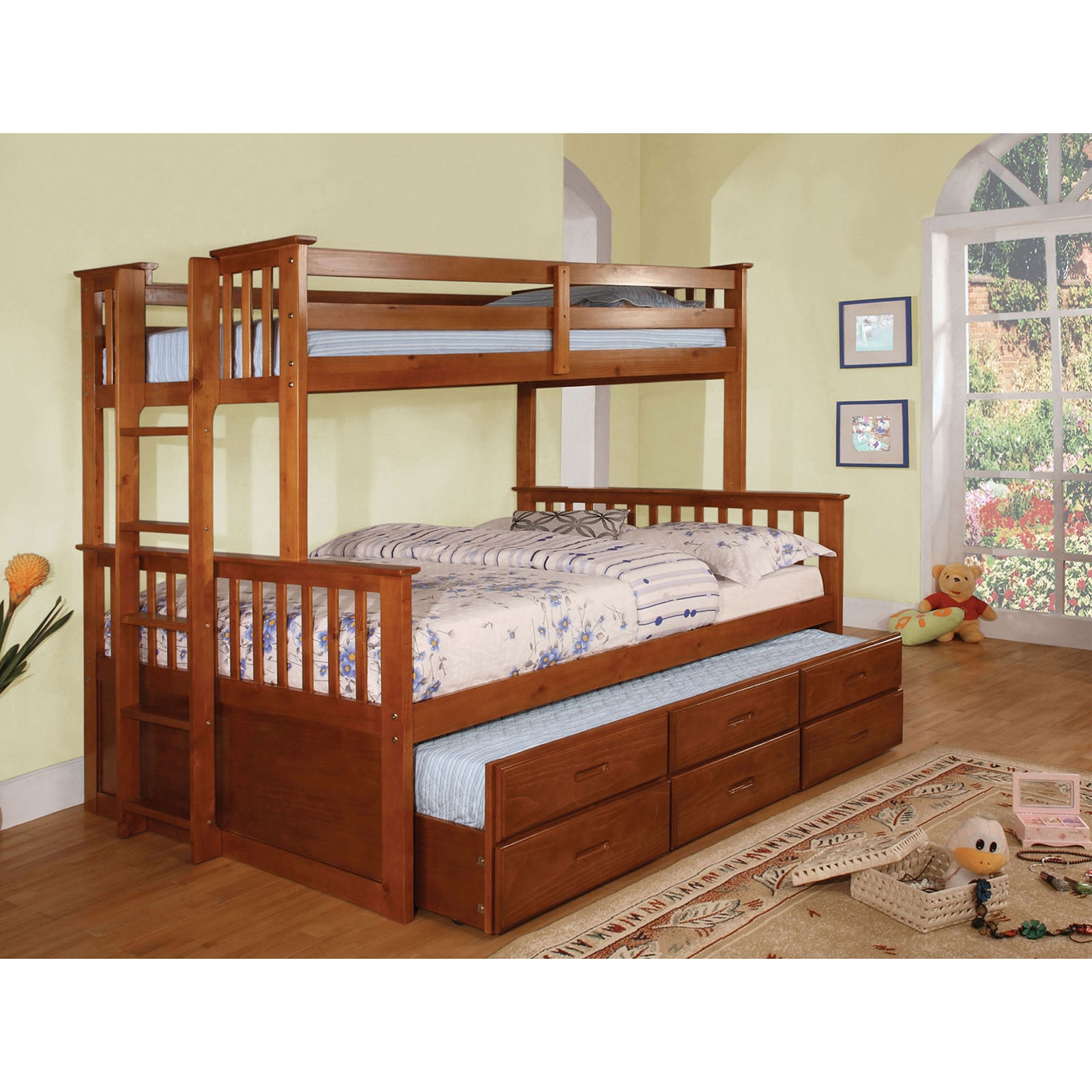 Twin over queen bunk bed with trundle online
