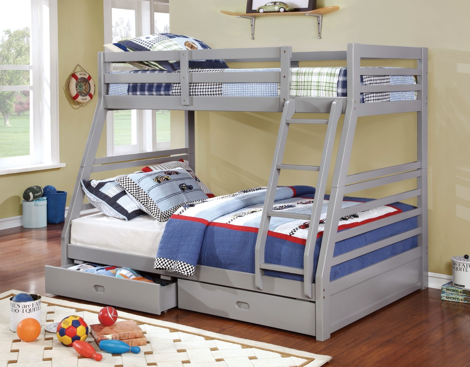 Furniture Of America Youth Twin Full Bunk Bed Gray Cm Bk588gy Bed