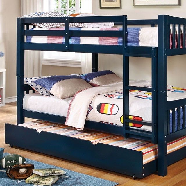 Furniture of America Bedroom Full/Full Bunk Bed, Blue CMBK929FBLBED