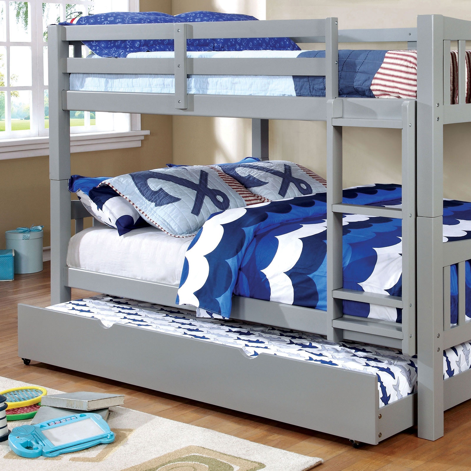 Furniture Of America Youth Twin Twin Bunk Bed Gray Cm Bk929f Gy