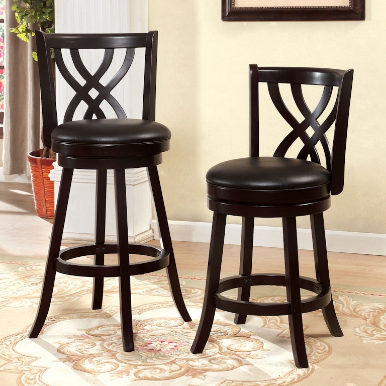 Furniture of America Ackfel 46 in. Satin Plated and Black High Back Metal Extra Tall Foot Rest Cushioned Bar Stools (Set of 2)