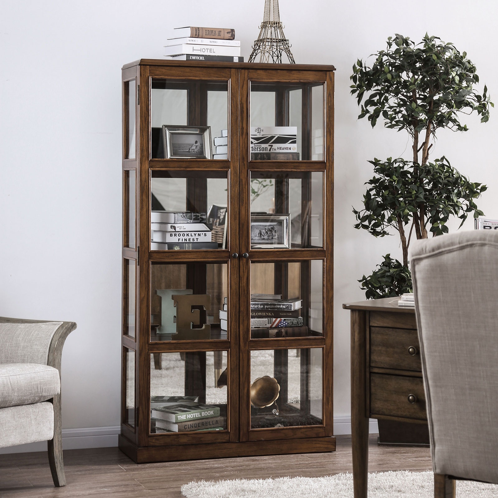 Furniture of America Living Room Curio CMCR140A Leon