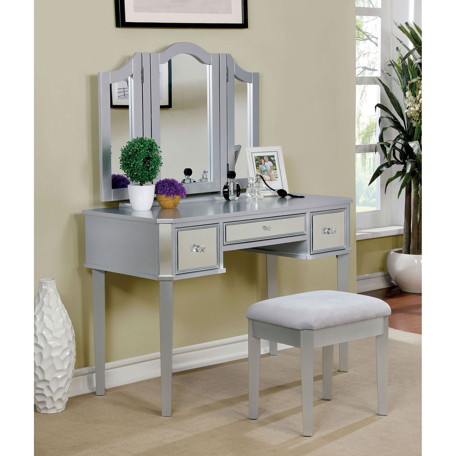 Furniture of America Bedroom Vanity with Stool CM DK6148SV Anna s Home Furnishings Lynnwood WA