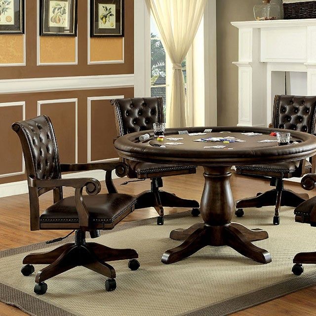 アメリカ製　ゲームテーブル Tournament, Game Table and Chairs, 6-Piece, Brown(Table & 4