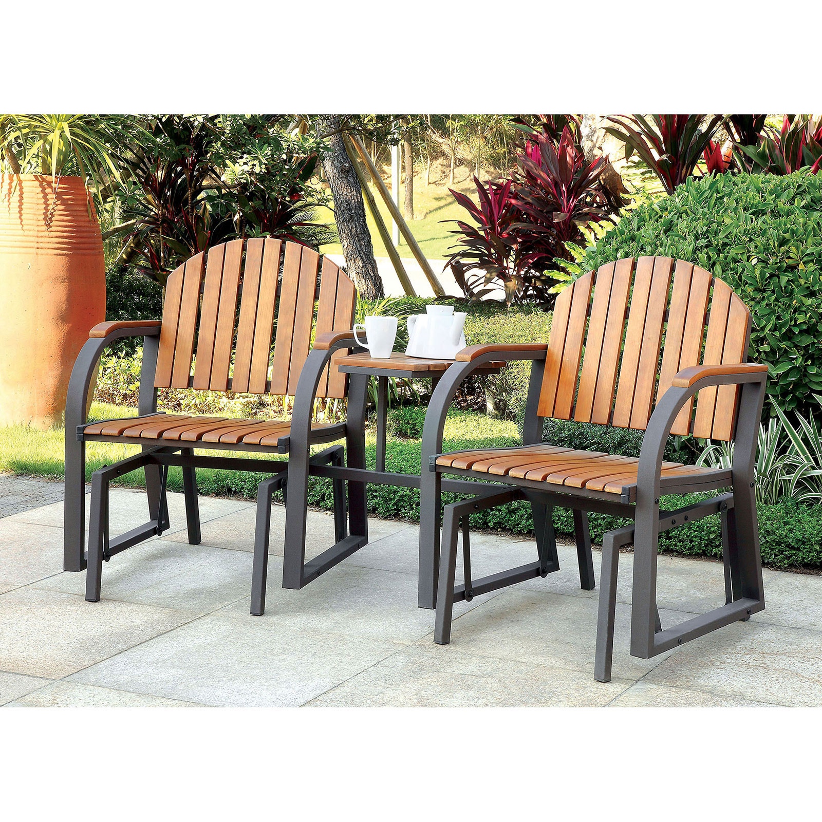Furniture of America Outdoor Furniture Rocking Chair Set CMOC2555