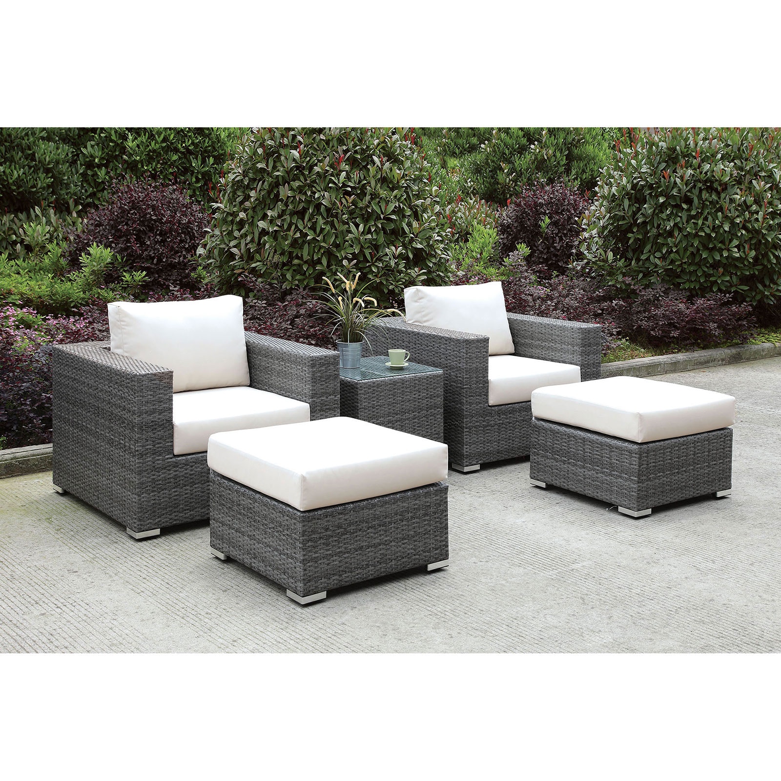 Furniture of America 2 Chairs 2 Ottomans End Table CM-OS2128-SET26