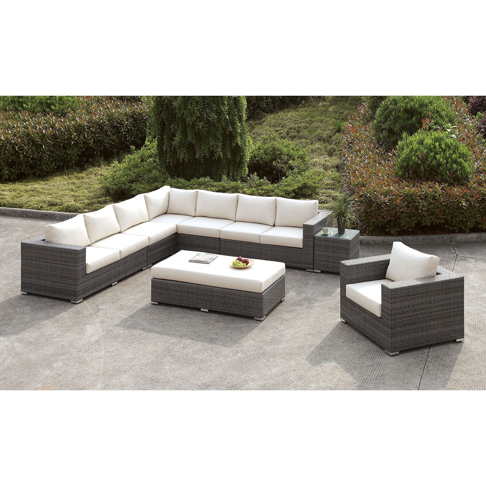Furniture of America L-Sectional Chair Bench CM-OS2128-SET7