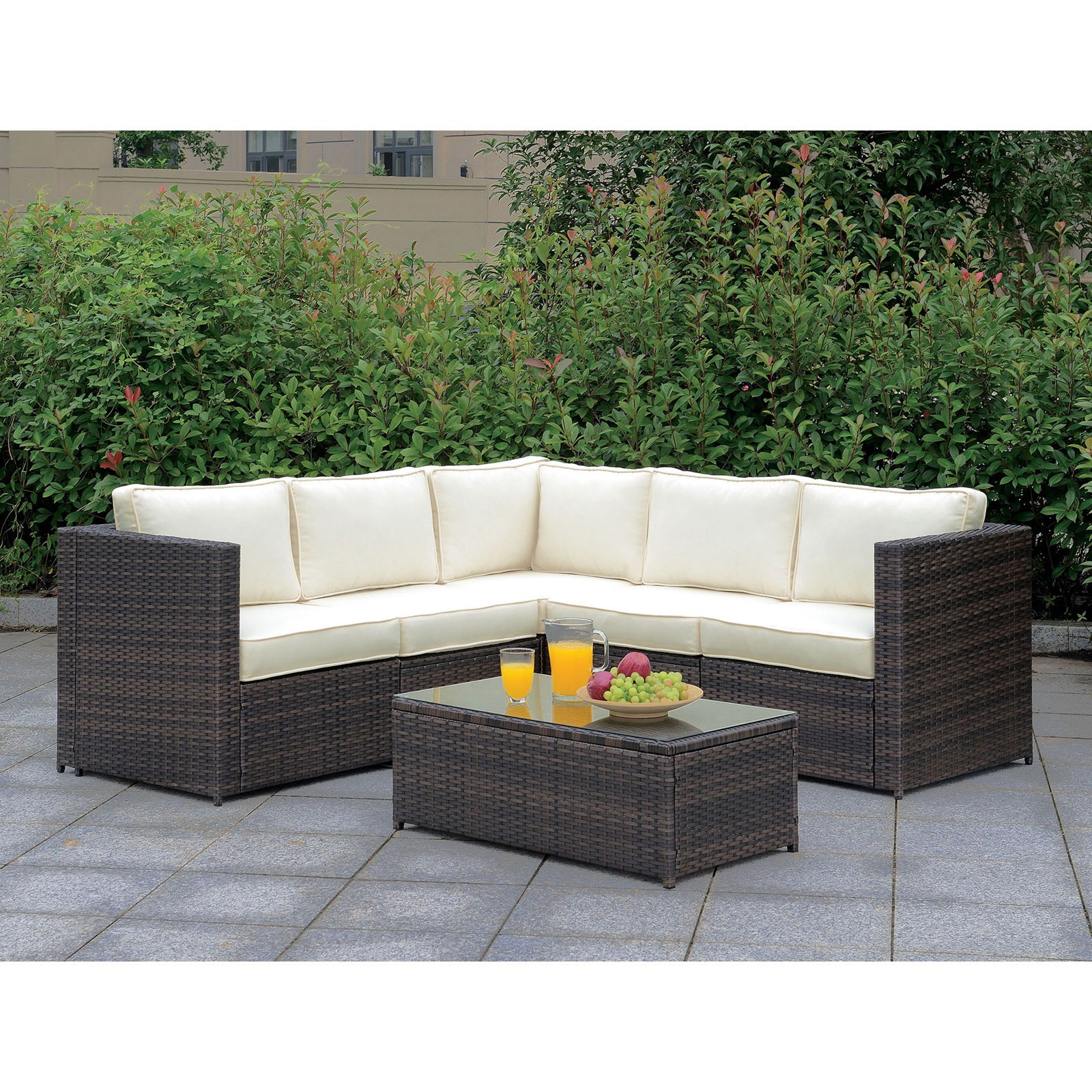 Furniture of America Outdoor Furniture L-Sectional Coffee