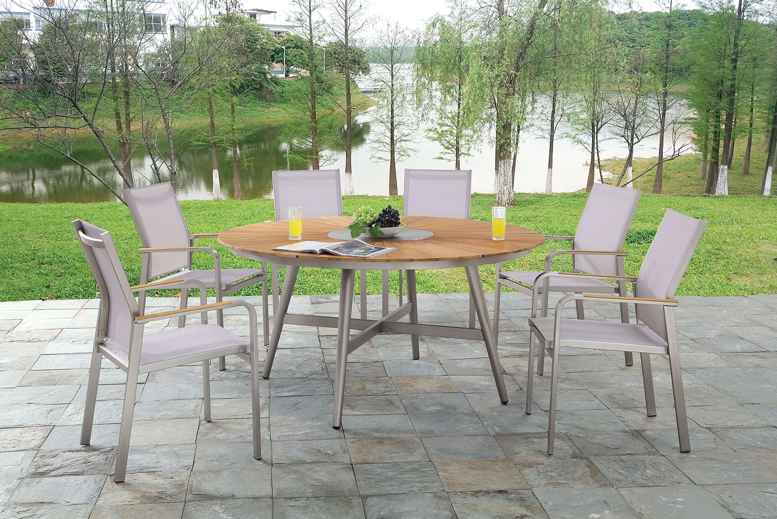 Furniture of America 5 Pc. Round Patio Table Set CM-OT1846T-5PC