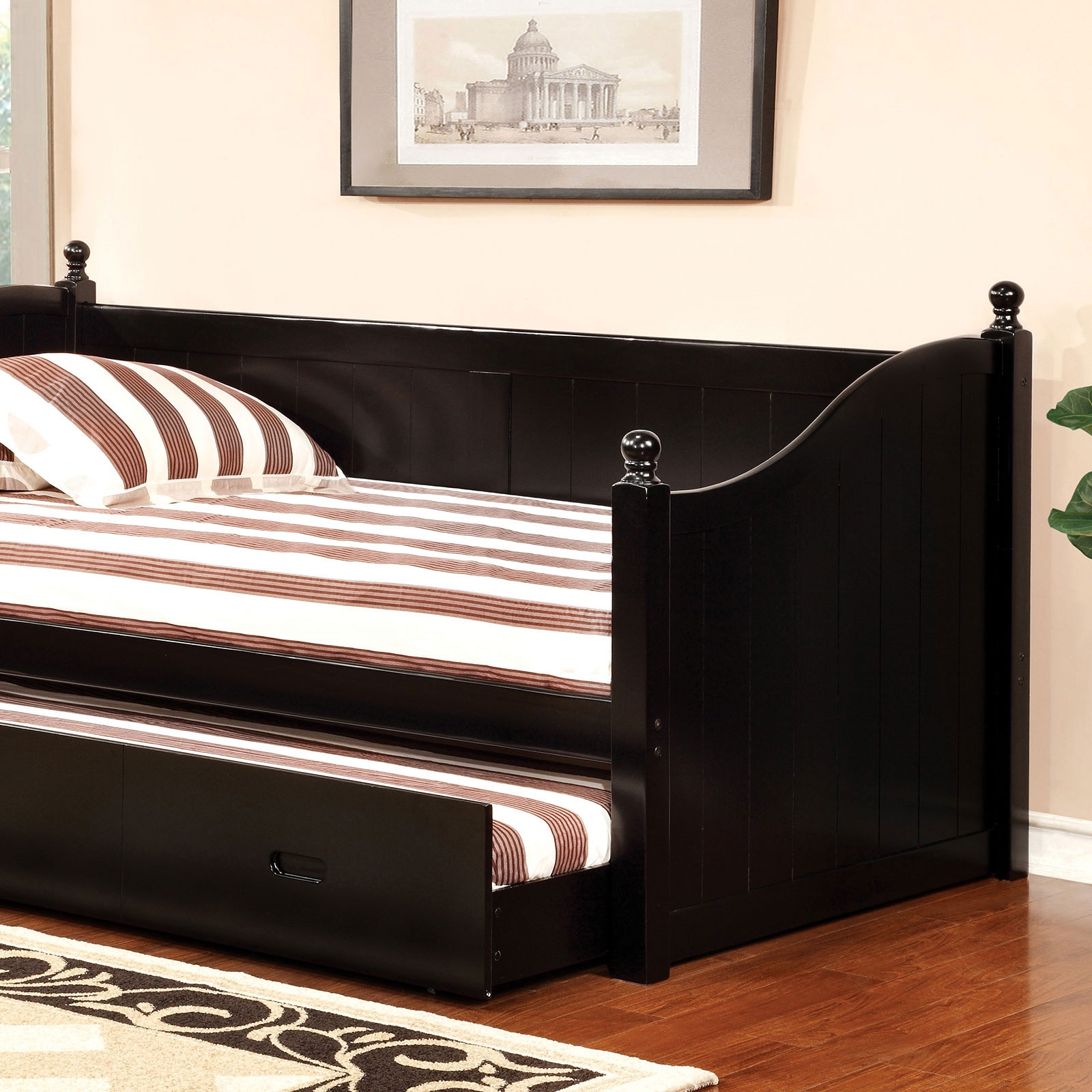Furniture of America Youth Daybed with Twin Trundle, Black CM1928BKBED