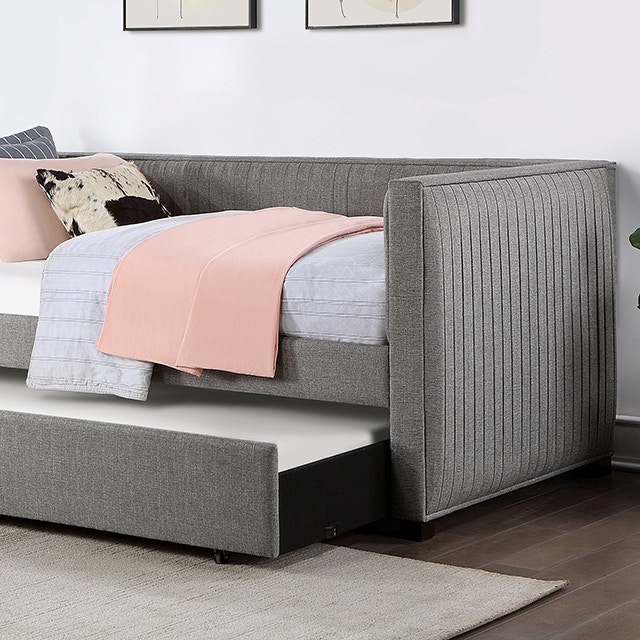  Twin Daybed with Trundle, Gray 