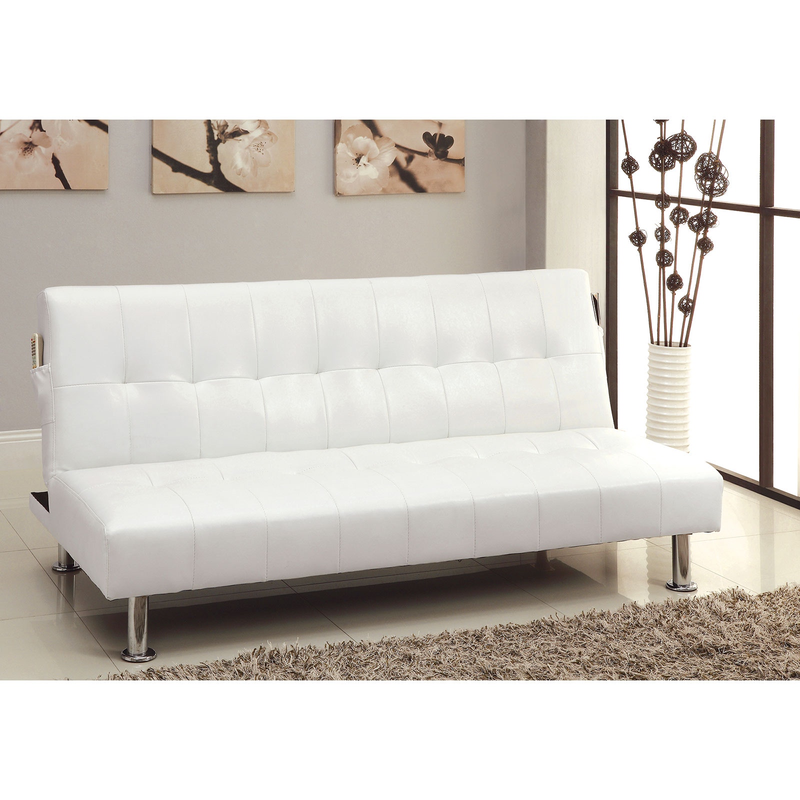 leatherette futon sofa