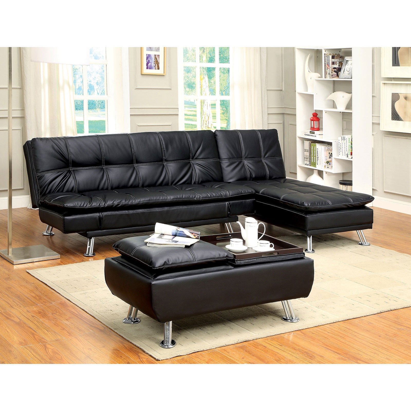 Furniture of America Living Room Futon Sofa Black CM2677BK Furniture Market Austin TX