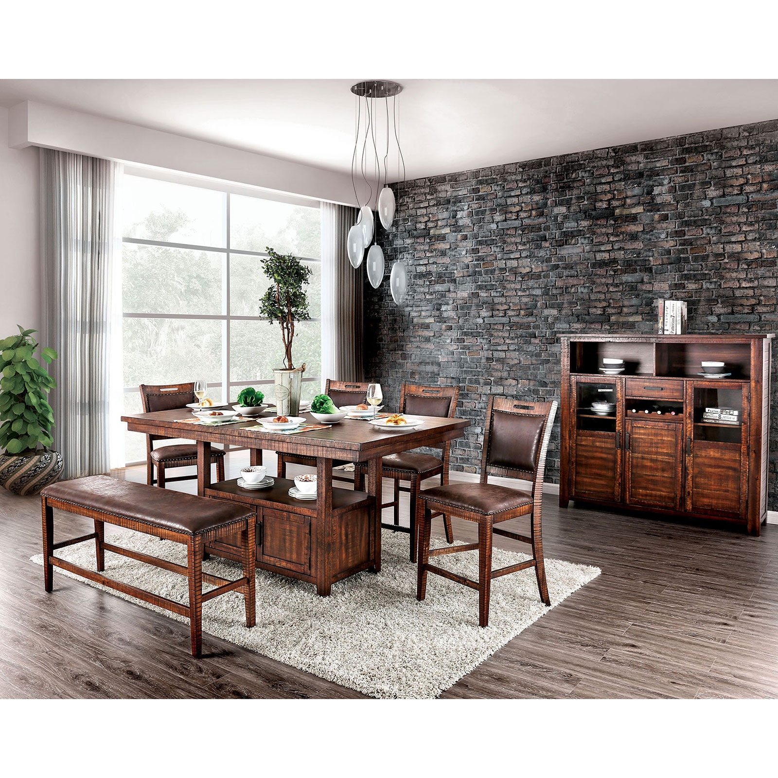 Furniture of America Casual Dining Counter Height. Bench CM3061PBN Furniture Market Austin TX