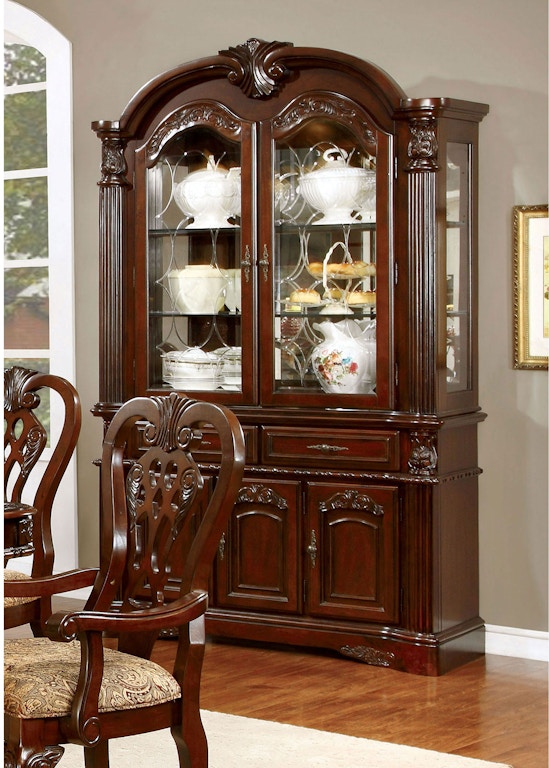 Furniture of America Dining Room Hutch and Buffet, Cherry CM3212HB-SET