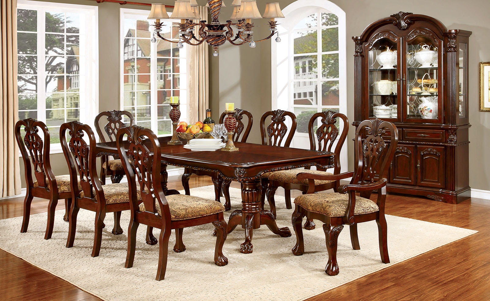 antique cherry dining room set with hutch