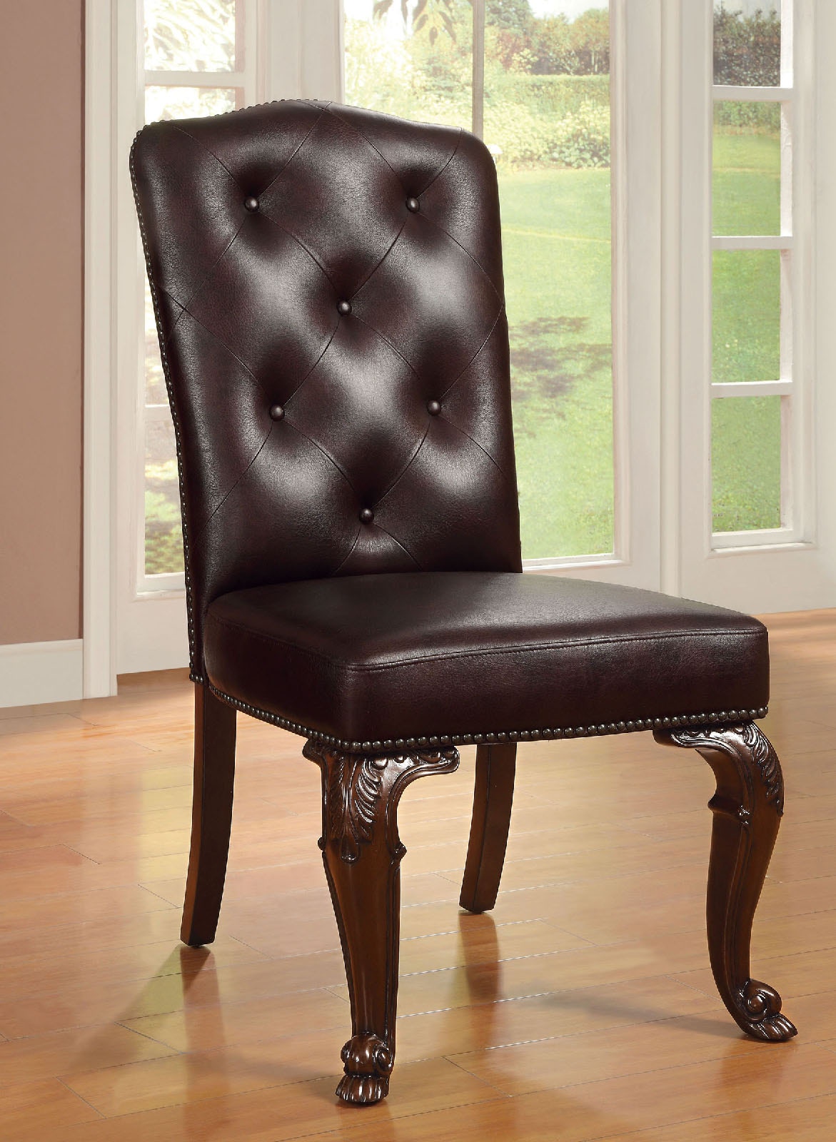 Furniture of America Casual Dining Leatherette Side Chair (2/CTN