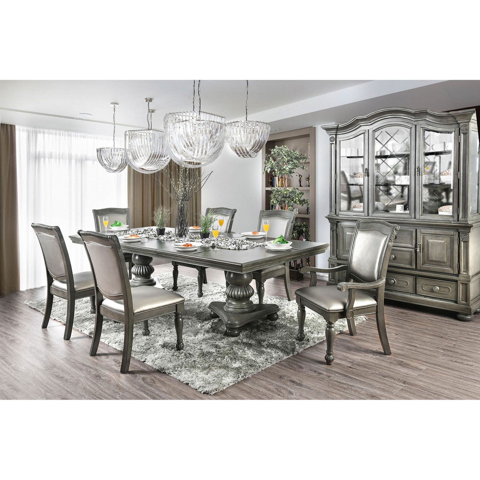 Furniture of America Dining Room Dining Table CM3350GYTTABLE Leon