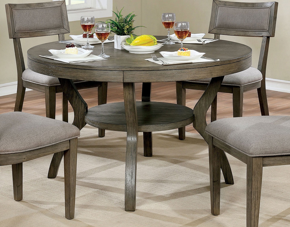 round grey oak dining table