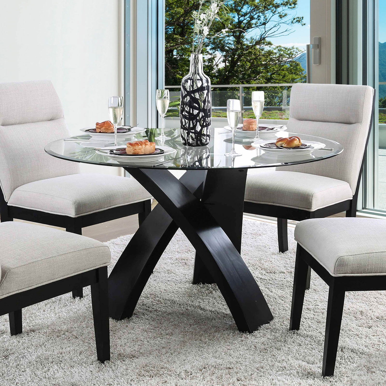 Glass Top Ciara Espresso Round Dining Table The Brick Round Glass